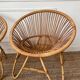 Paire de fauteuils corbeille en rotin , années 50-60