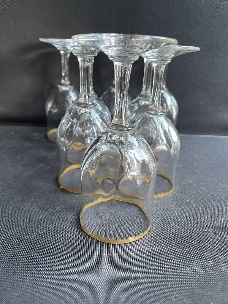 8 Daum gold-plated wine glasses