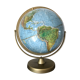 Globe Earth Scanglobe 1960 in relief, paper map and brass footing