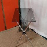 Table/service chrome steel and smoked glass from the 70s