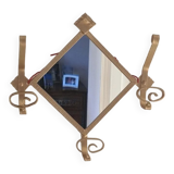 Patères avec miroir en fer forgé