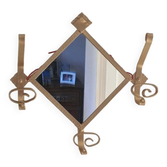 Hooks with wrought iron mirror