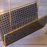 Magazine rack from the 1950s, perforated metal and bamboo.