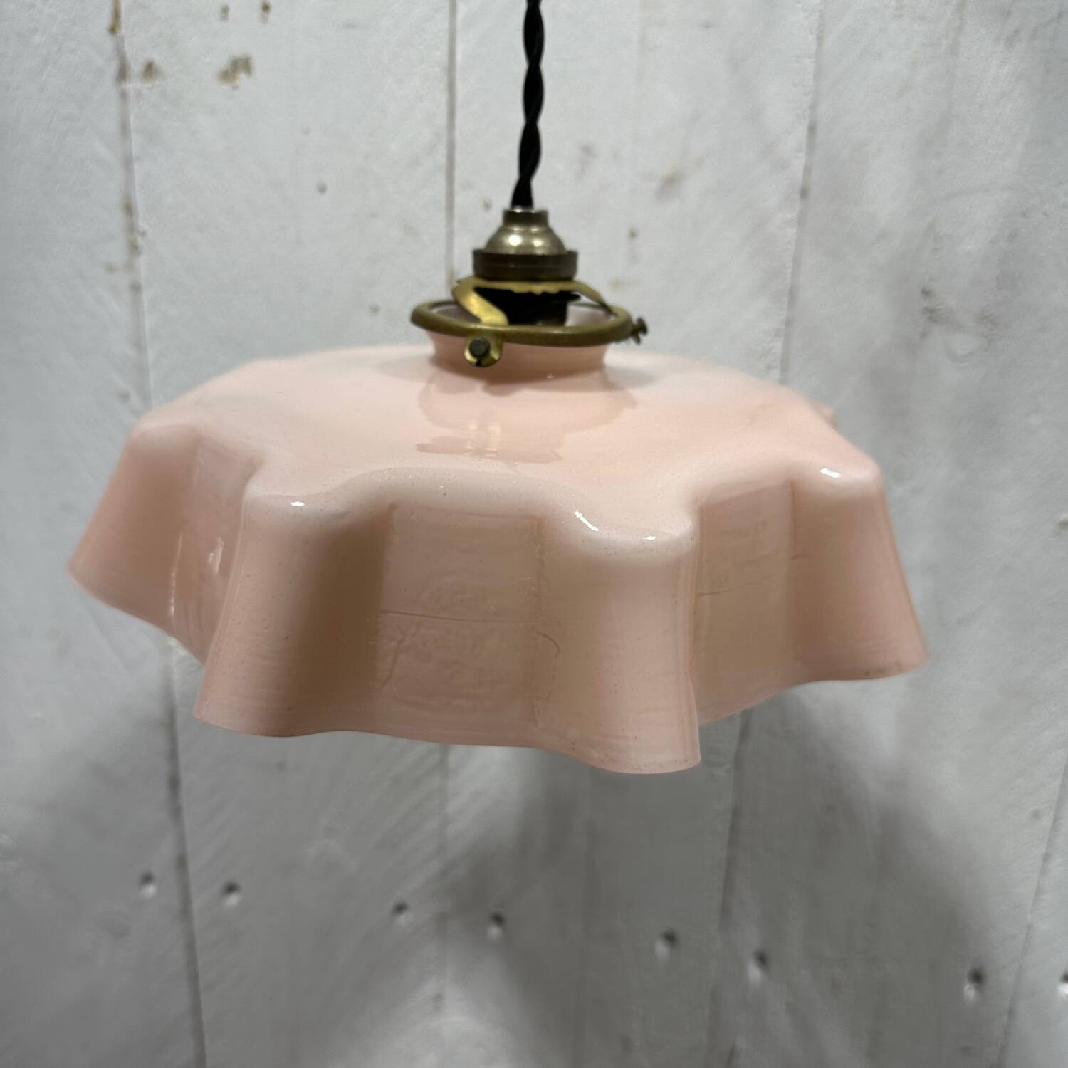 Pink opaline draped pendant light