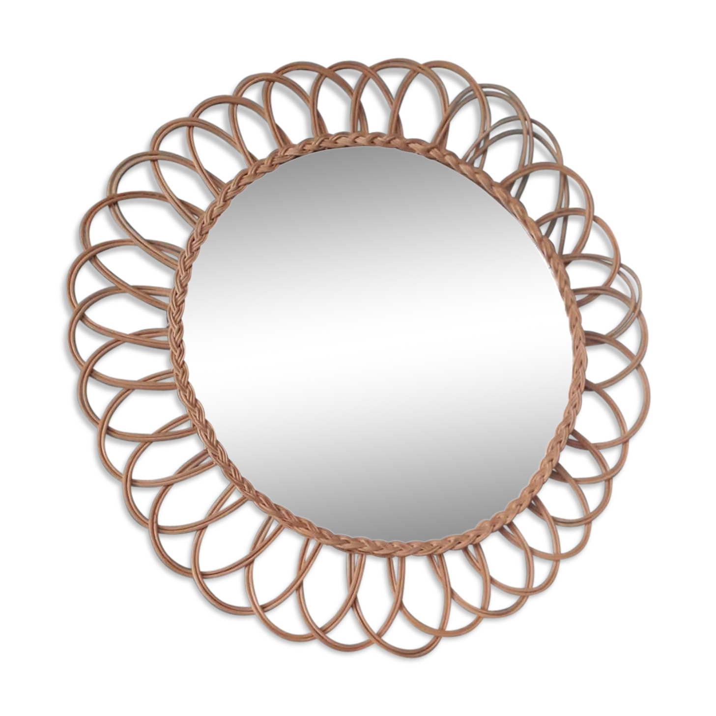Vintage rattan mirror 46x46cm