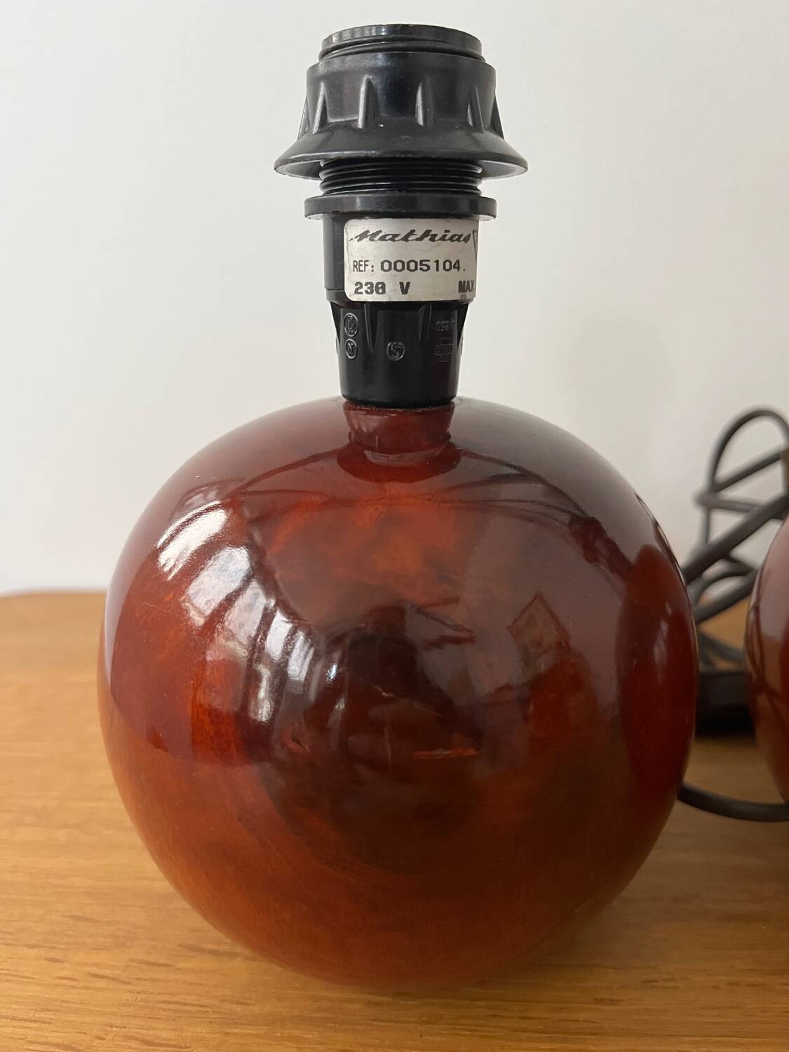 Pair of wooden ball lamp bases