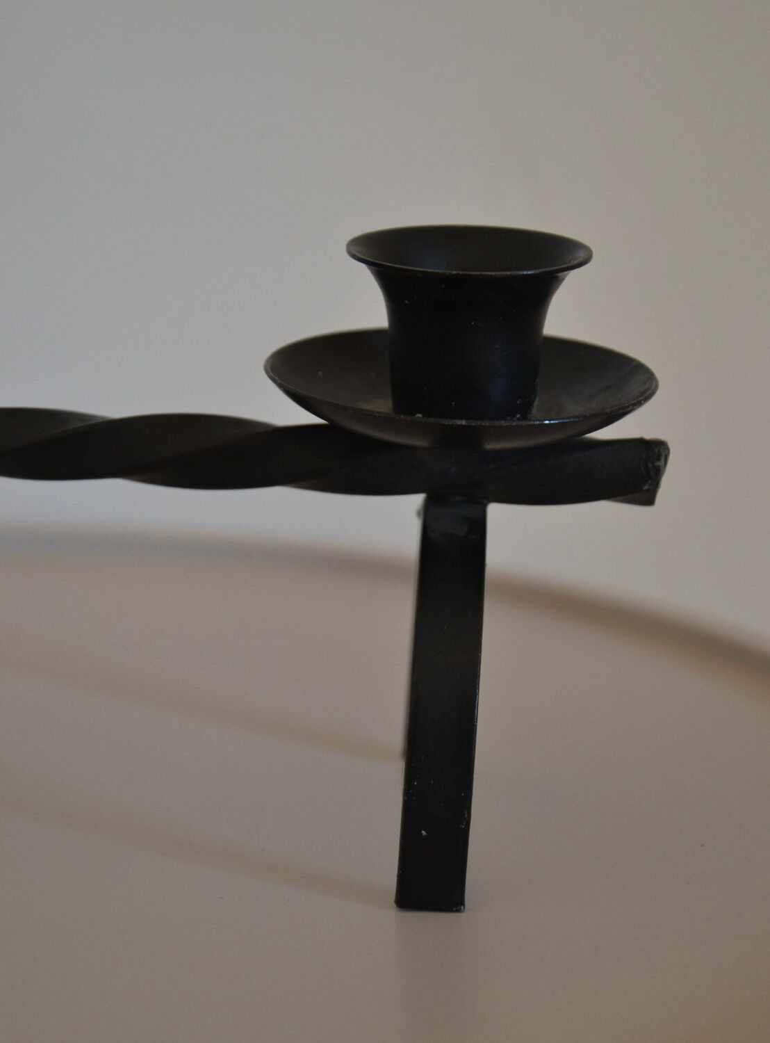 Brutalist candle holder in black iron