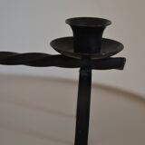 Brutalist candle holder in black iron