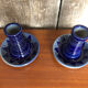 Pair of Bougeoirs BETSCHDORF Schmitter Ceramic Blue Vintage
