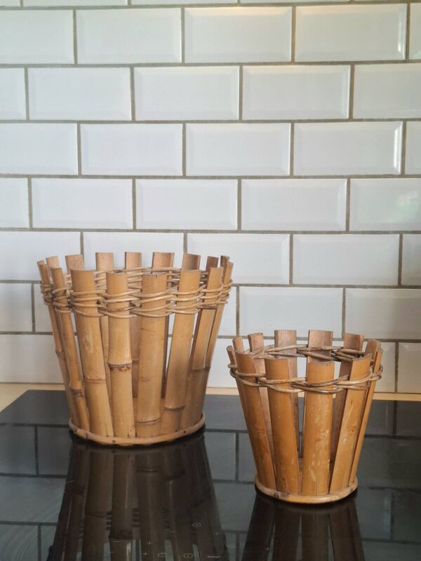 Paie de cache-pots en bambou
