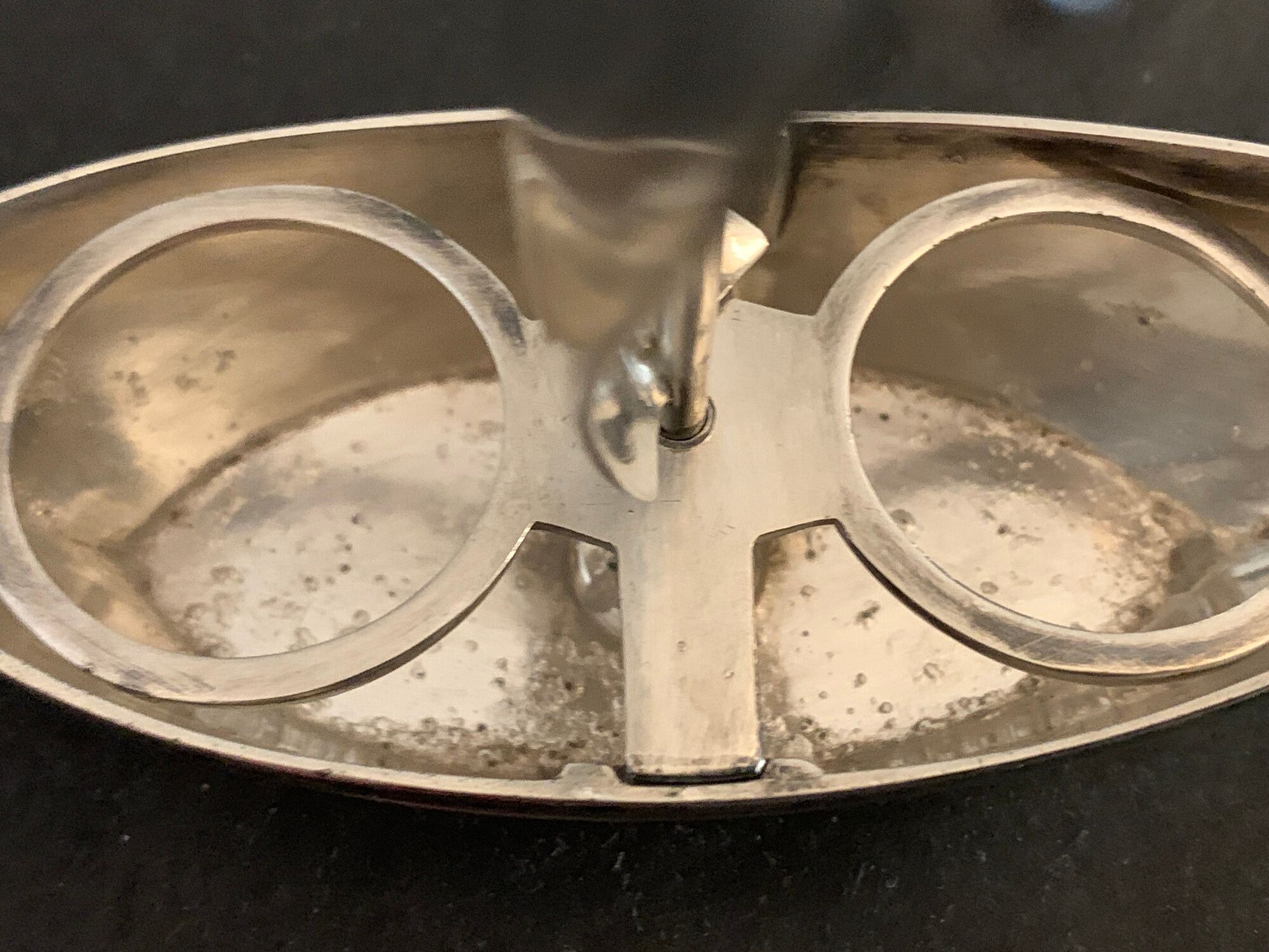 Gallia sailing art deco sailboat, in silver metal with Baccarat crystal salters