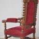 Large baroque armchair old wood and velvet