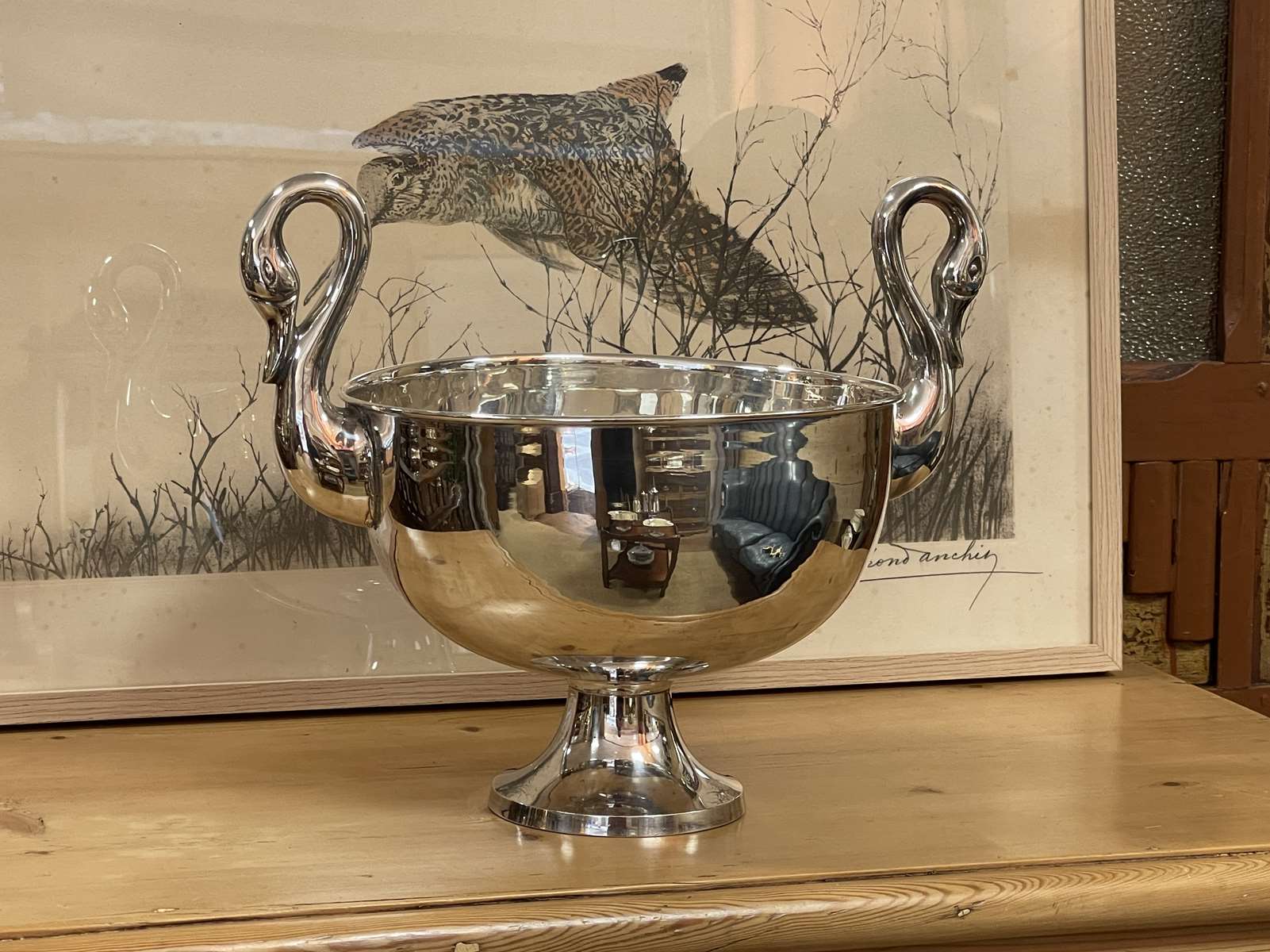 Champagne bucket in silver metal