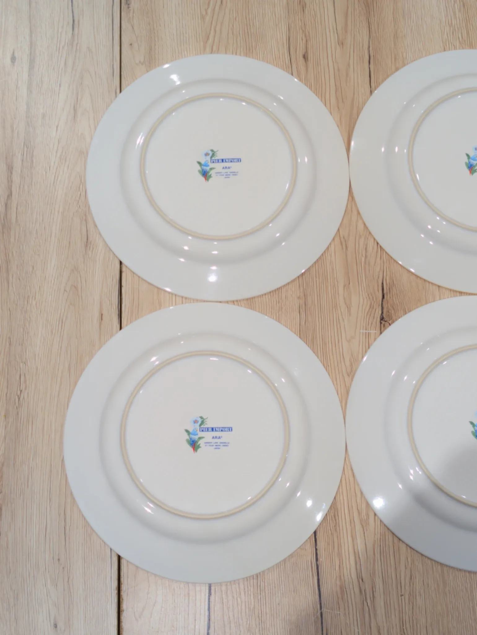 Lot of 4 Large Flat Plates Porcelain ARA Pier Import
