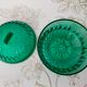 Vintage art deco glass sugar bowl, emerald green color from the 60s