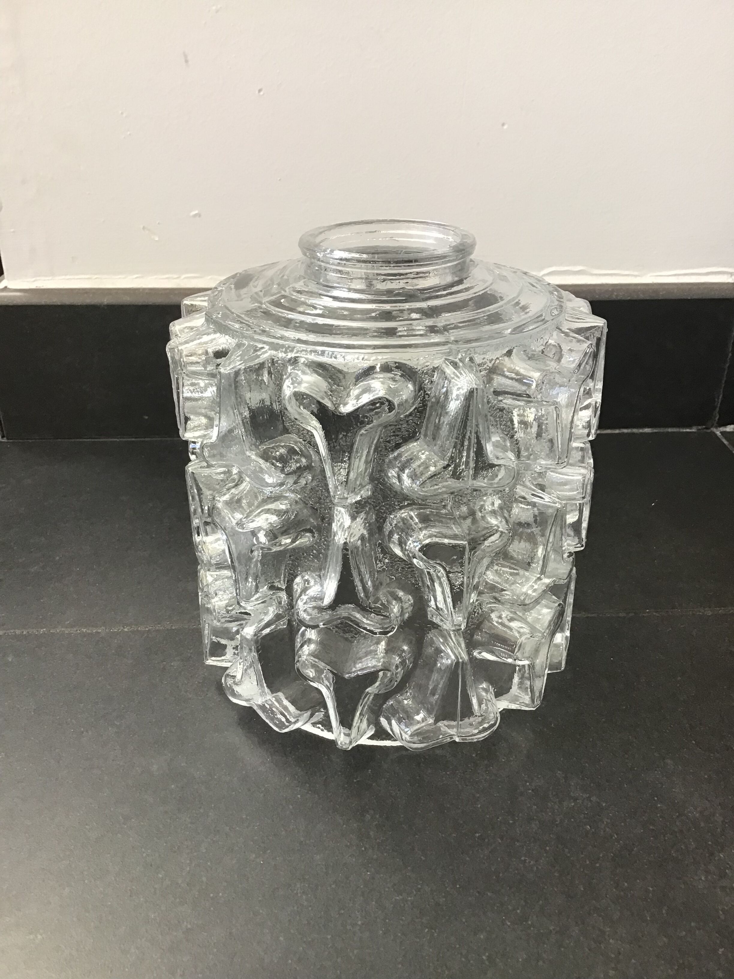 Moulded glass pendant lamp, 70s