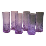 6 Alexandrite Longdrink Glasses - Space Age 1970s Italy