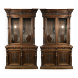 Pair of 2-part glass-fronted bookcases