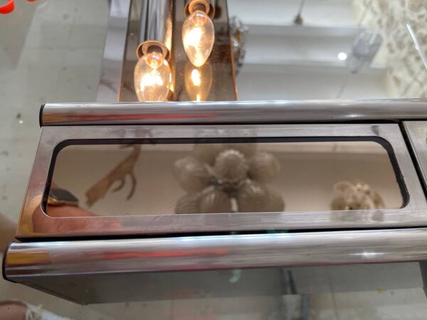 Veca Miroir verre et chrome et son rangement, Espagne 1970s