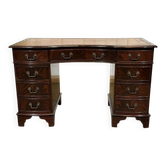 English desk with drawers from the 1950s in mahogany with a leather top.