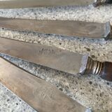 4 couteaux bois d’ébène monogramme MF