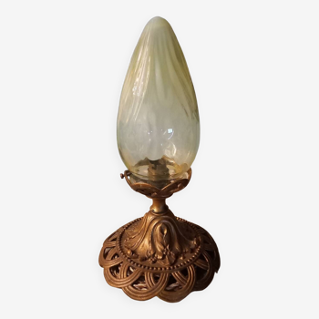 Old Art Nouveau uraline glass globe light fixture late 19th early 20th century