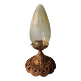 Luminaire globe verre ouraline ancien Art nouveau fin 19e début 20e siècle