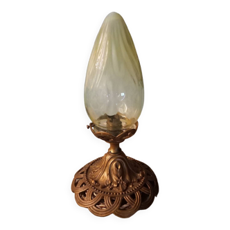 Old Art Nouveau uraline glass globe light fixture late 19th early 20th century