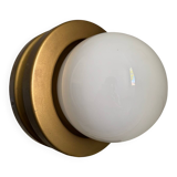 Opaline ball lamp with gold base from the 70s