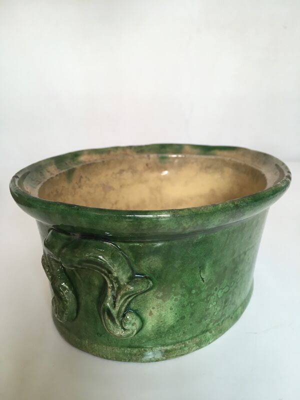 Plat en terre vernissée 19e L'Herminé à Orchies