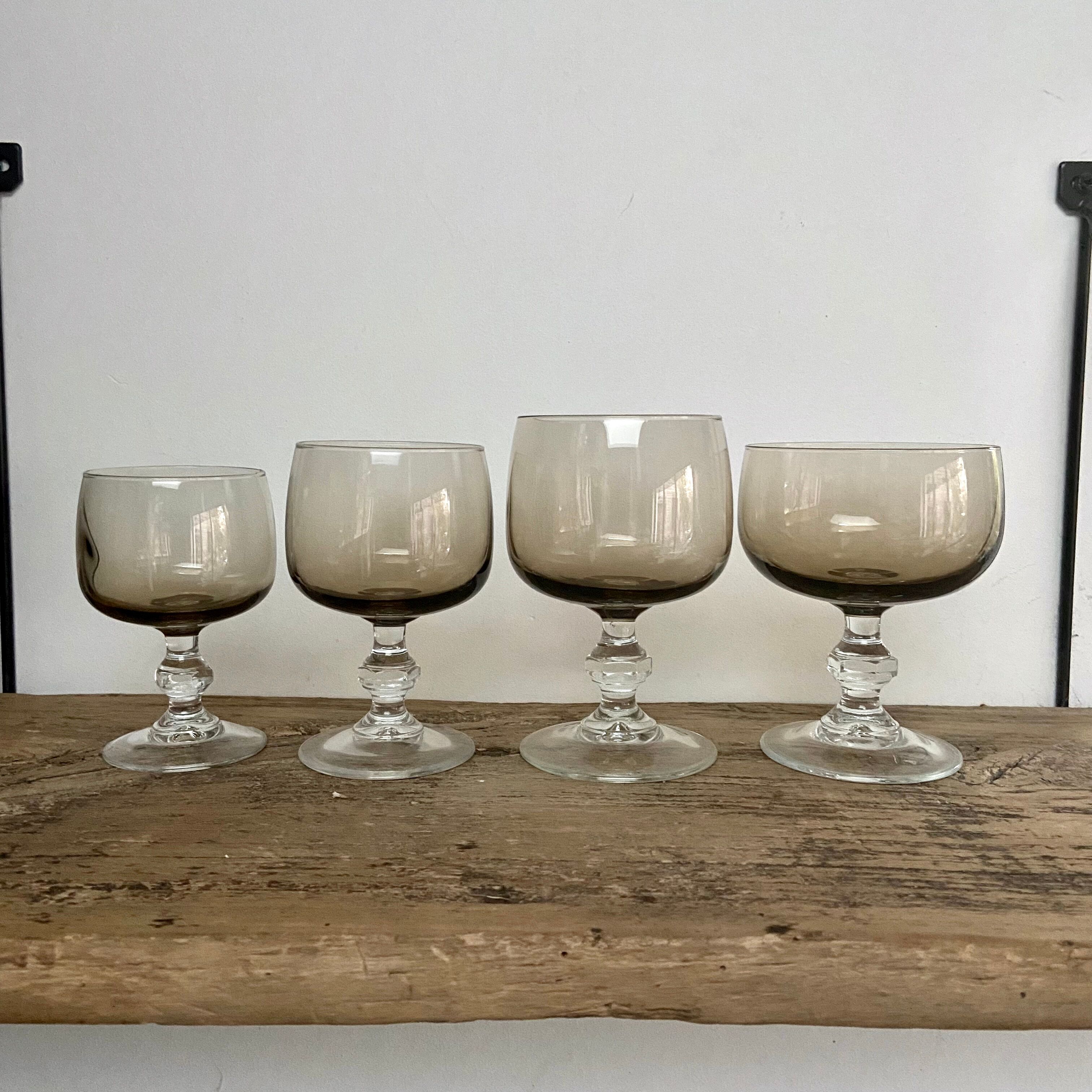 Set of 6 smoked glasses luminarc france