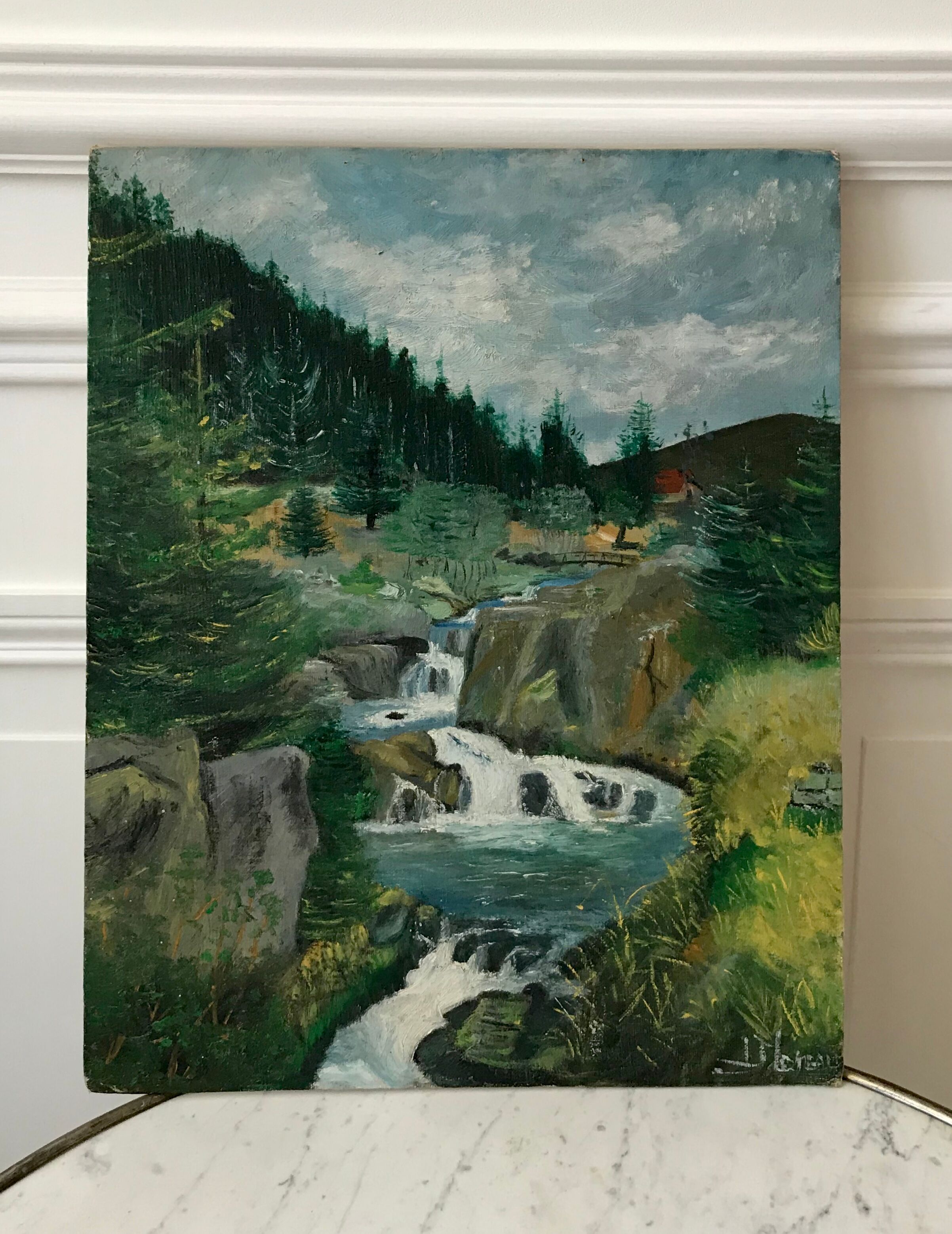 Old waterfall table signed