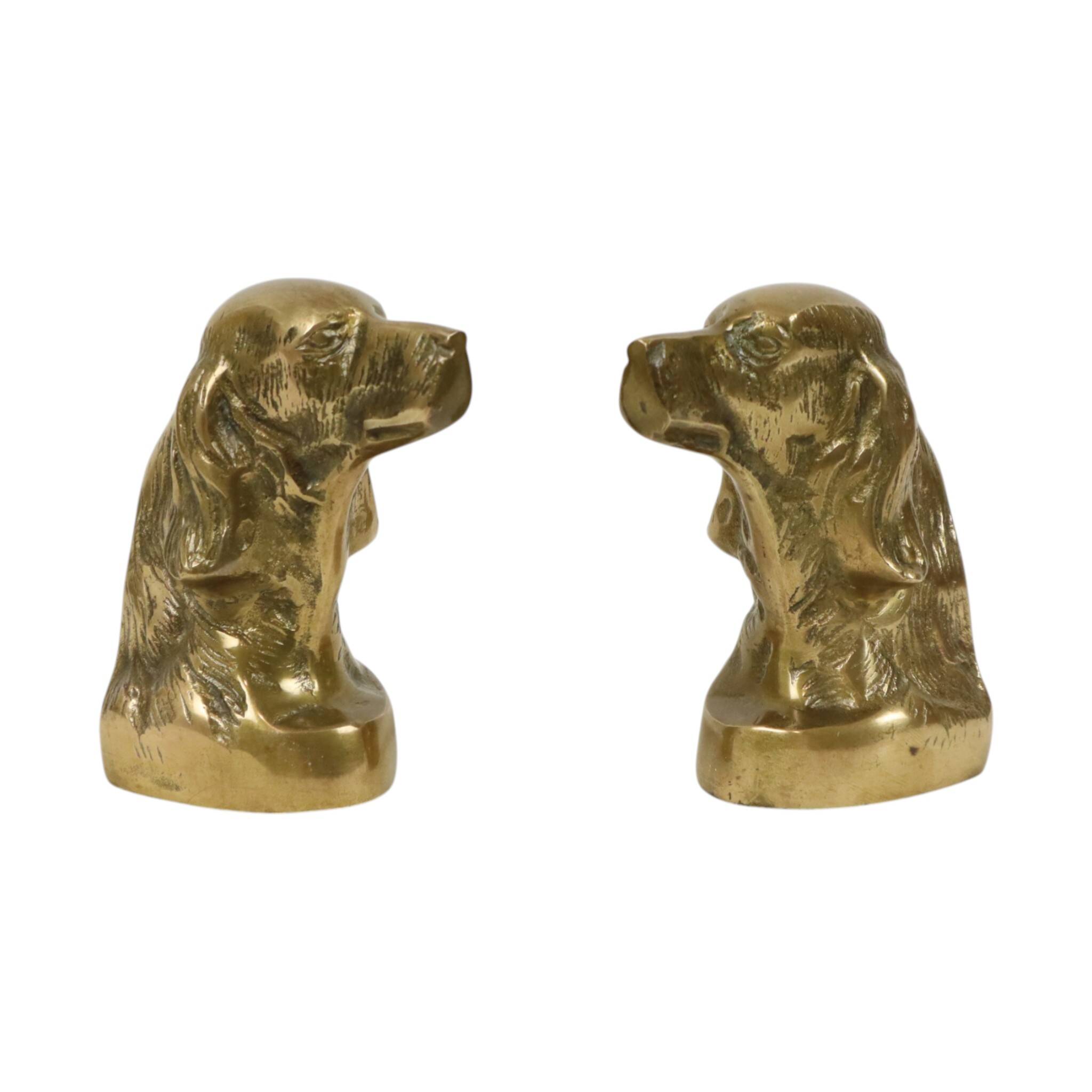 Vintage Pair of Brass Bookends for Irish Setter Dogs