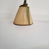 Vintage 1950s Brass Desk Lamp - Cream and Green Lampshade - Mid