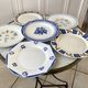 Set of 6 flat plates mismatched Digoin Sarreguemines
