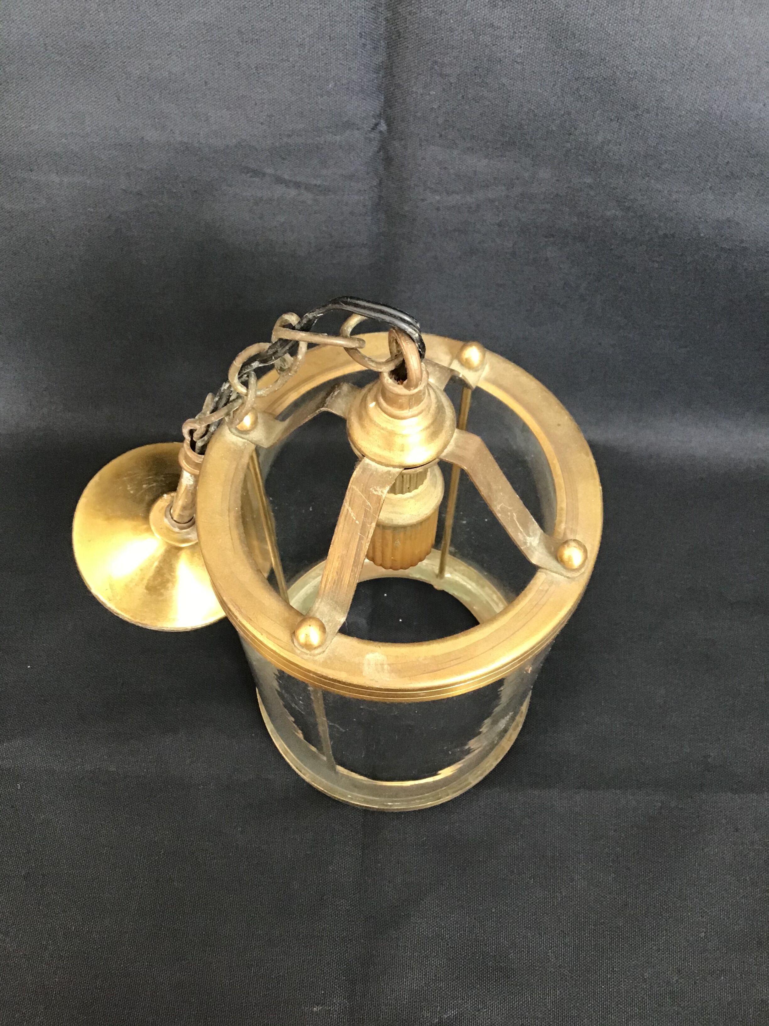 Brass and glass chandelier