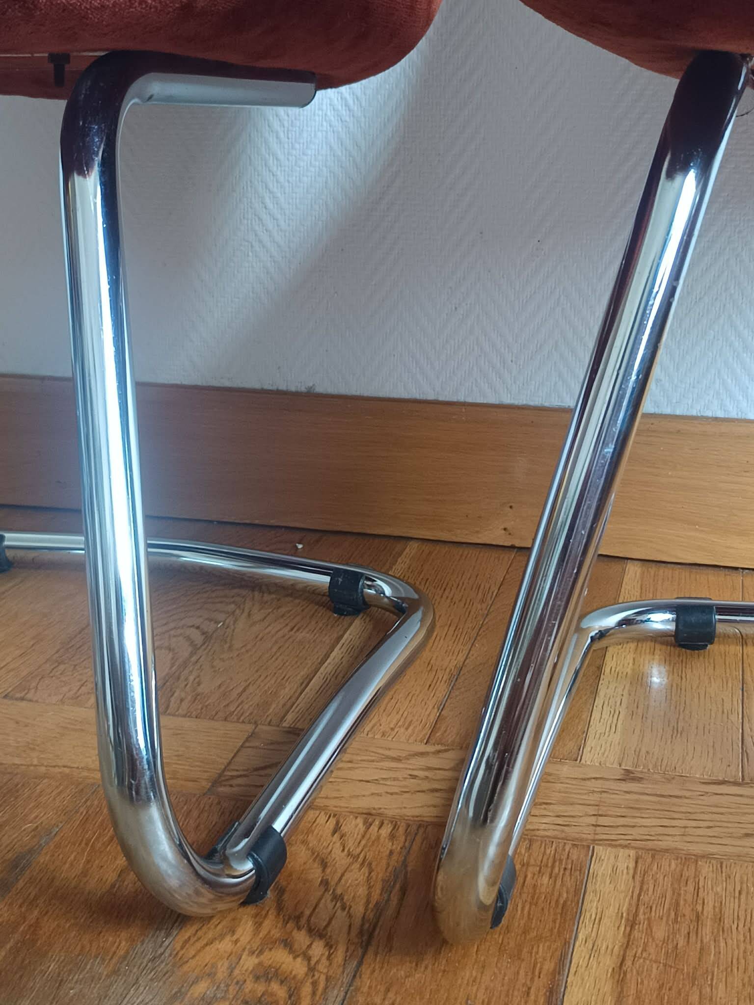 Gastone Rinaldi velvet and chrome chairs 1970