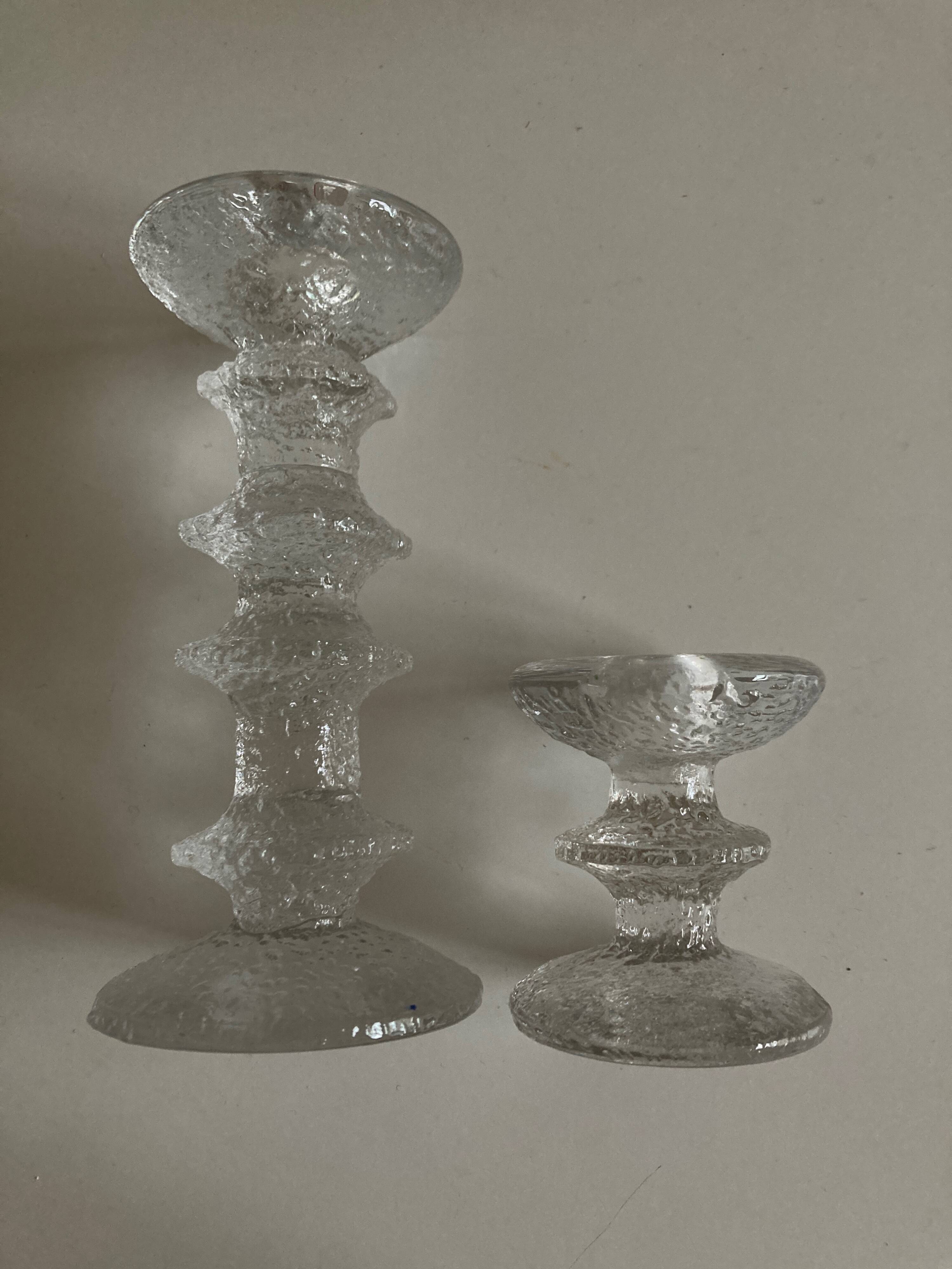 Pair of Festivo Timo Sarpaneva candlesticks 1972 for IIttala Finland