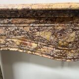 Louis XV style fireplace, Pompadour model, speckled breccia marble, 19th century