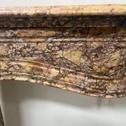Louis XV style fireplace, Pompadour model, speckled breccia marble, 19th century