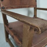 Pair of Spanish vintage leather armchairs 1920/1930