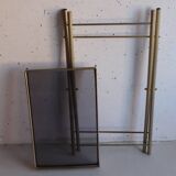 Serving tray, vintage serving tray in smoked glass and gold metal