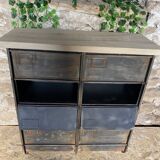 Furniture with 8 metal and wood flaps.