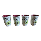 Set of four enameled stoneware glasses