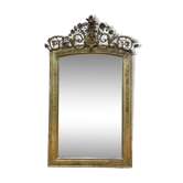 Miroir époque Napoléon III à fronton à la feuille d'or