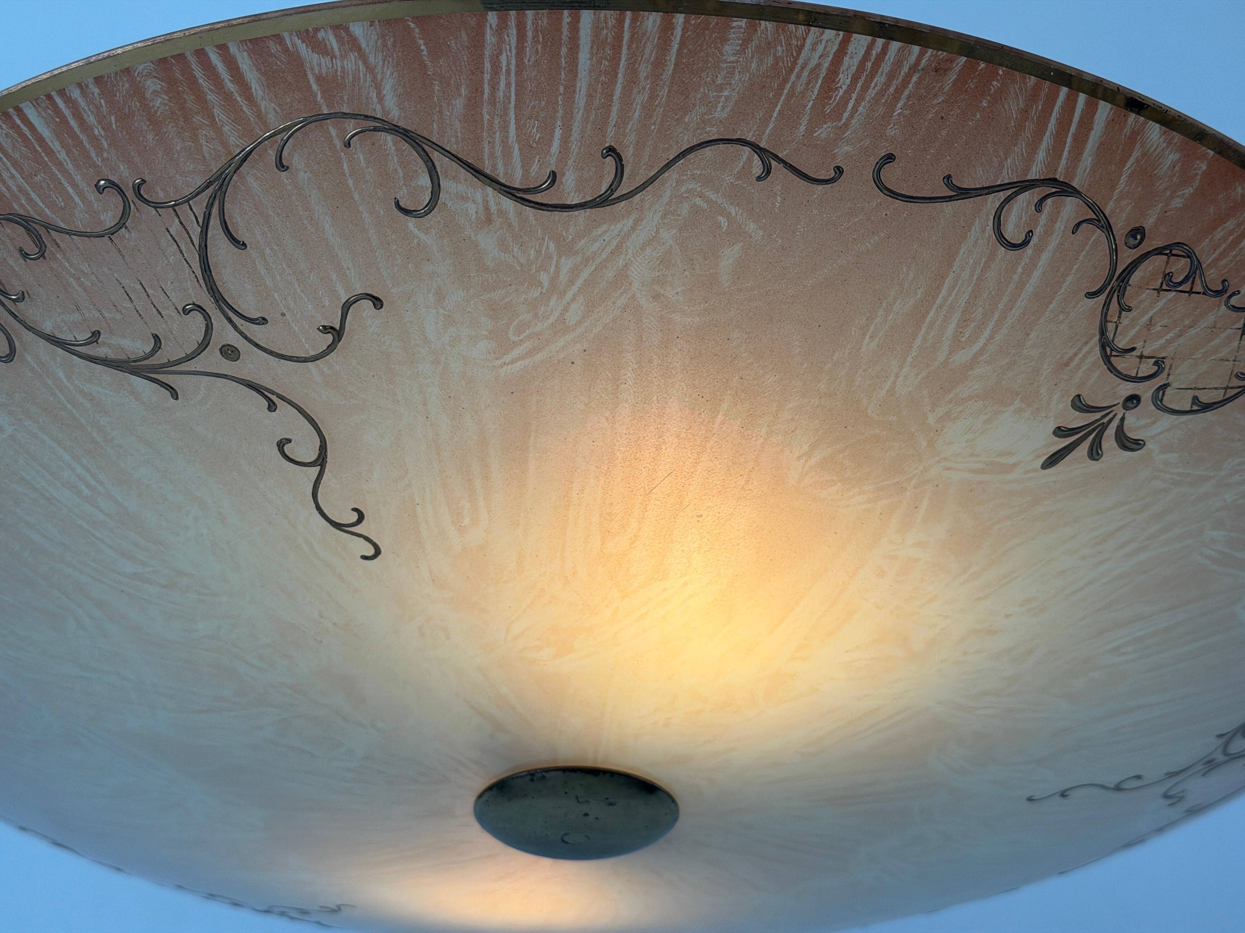 Art Deco ceiling light in pink gilded glass, 1940s, Germany