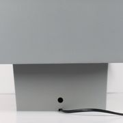 Grey metal cubic design lamp, coloured filters and Japanese signature.