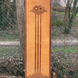Art Deco mirror on a carved arched base, renovated in raw oak, 186cm