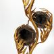 Sculptural lamp in gilded brass and geodes, 1970s
