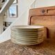 Set of 9 dessert plates in white and gold porcelain